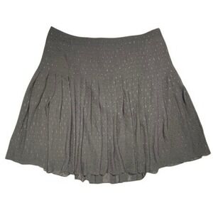 Ann Taylor Charcoal Grey Pleated Mini Skirt Women's Size 14 Clip Dot Textured